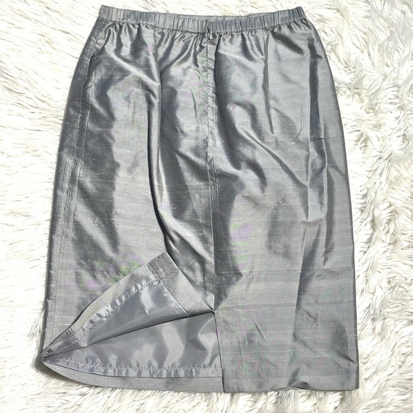 Vintage M.X.I. 100% Raw Silk Embroidered Floral Jacket Pencil Skirt Suit Set - Picture 12 of 16